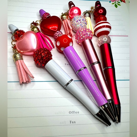 Writing Pens Set of 4 Custom pink, purple,red and white Office Home Teacher - Picture 2 of 2